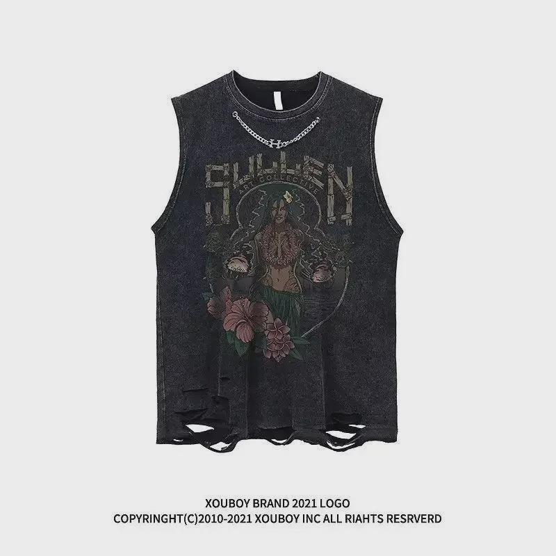 Trendy herreermløs hiphop-vest: Moderne High Street-mote