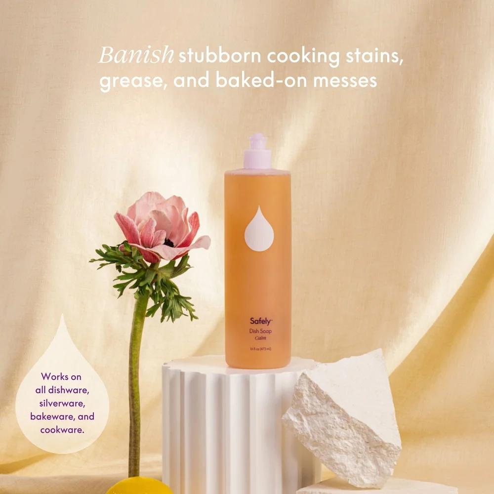 Plant-Based Dish Soap Calm Scent Concentrated Dishwashing Cleaner Gentle On Skin Removes Grease Stains Dishwasher Approved