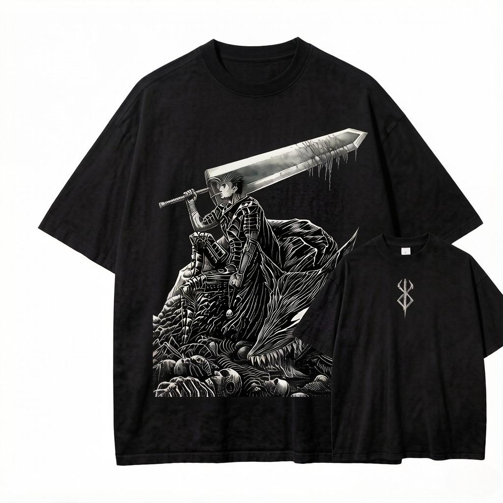 Berserk Guts Printed Tee Men Women T-shirts Oversized Cotton T Shirt Short Sleeve Clothing Harajuku Male Tshirt