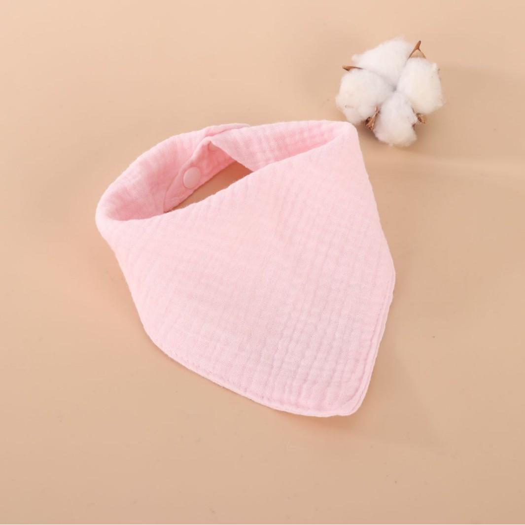 

Pure Cotton Double-Layer Baby Drool Bib Triangle Scarf with Double Buckle
