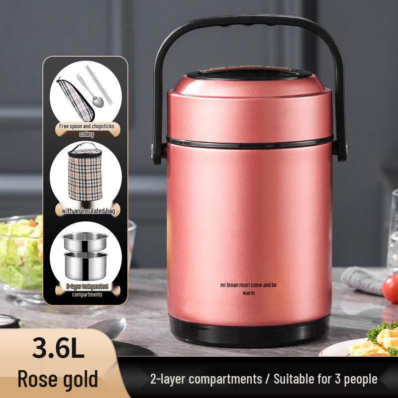 Winter Stainless Steel Insulated Multi-layer Lunch Box - Portable, Large Capacity, Keeps Food Hot for 24 Hours, Perfect for Home or Office.