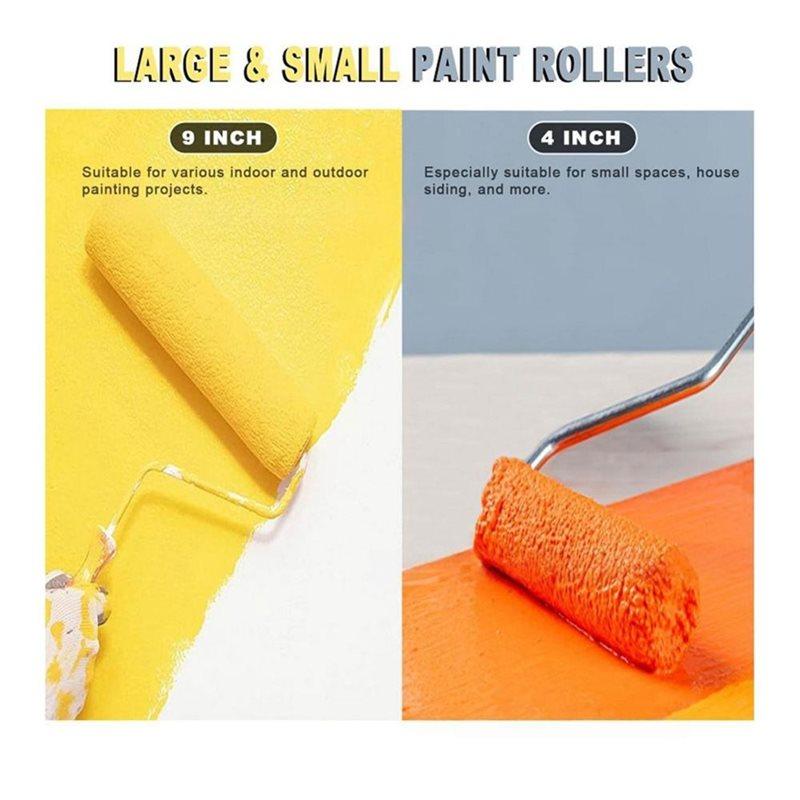 SHGO-Paint Roller Set With Pole, Paint Roller Kit Including Paint Tray Liners Plastic Sheets For Painting Walls& Ceilings In Hou