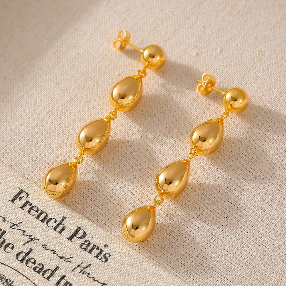 18k Gold-Plated Geometric Tassel Earrings for Women - Light Luxury, Versatile Design, Copper