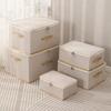 Foldable Nonwoven Storage Box Striped Pattern Collapsible Carry Handle Clothes Organizer Moth Proof Moisture Resistant Large Capacity Space Saving