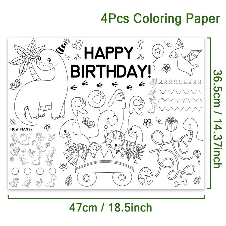Papel para Colorear de Dinosaurios Manualidades para Niños Actividad de Arte para Garabatear Regalos Suministros para Fiestas de Cumpleaños Póster Educativo para Colorear Decoraciones de Fiesta