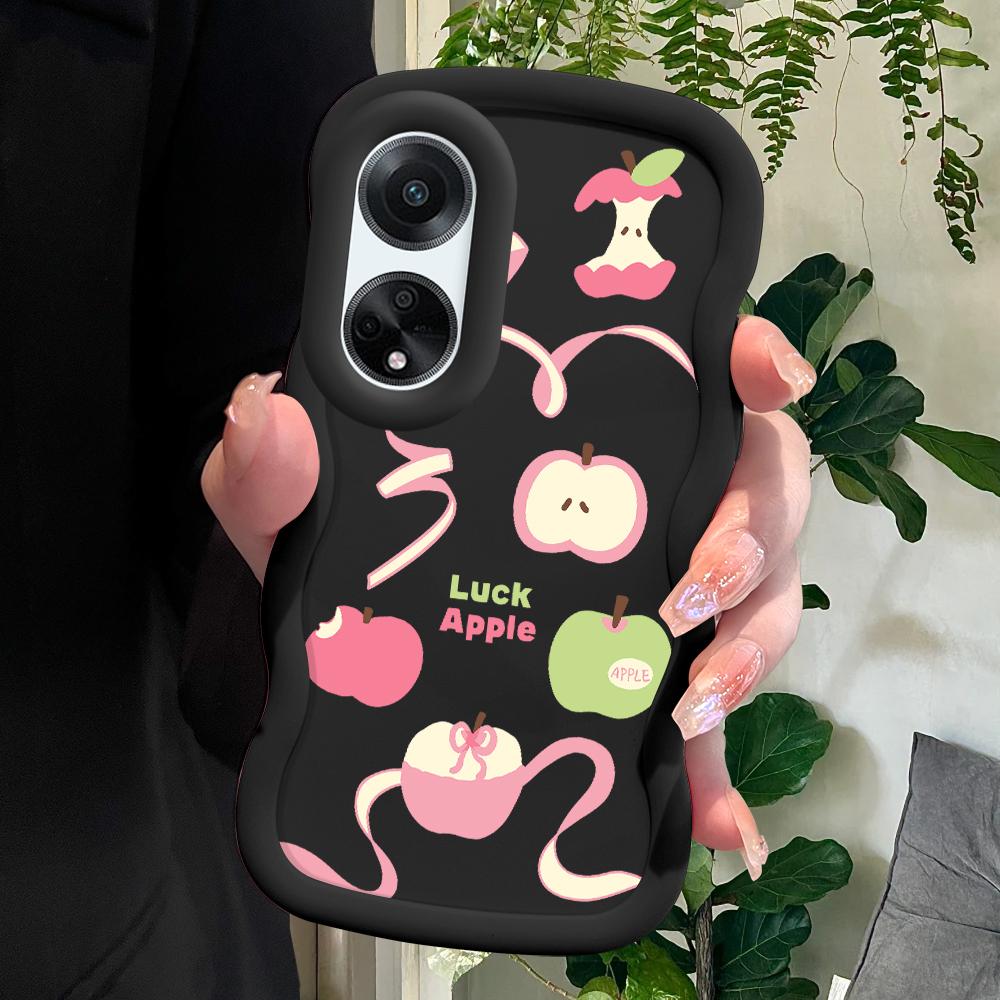 

Окрашенный узор Big Wave Edge Мягкий силиконовый материал Macaron чехол для телефона противоударный защитный резиновый чехол для OPPO Reno Realme OPPO A60 чёрный