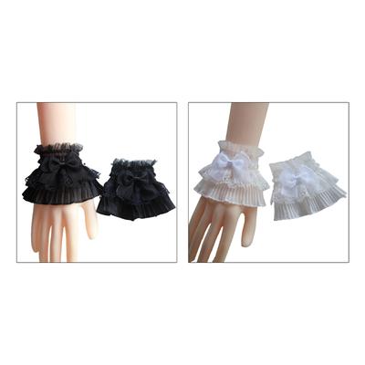 Damen Abnehmbare Ärmel Steampunk Netzspitze Handgelenkmanschette Lolita Hornmanschetten Rüschenspitze Hemd Dekorative Handschuhe