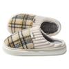 Fashion Couple Winter Slides Warm Plaid Fluffy Slippers Soft Sole Flip Flops For Women Men Home Indoor Non-Slip Cotton Shoes