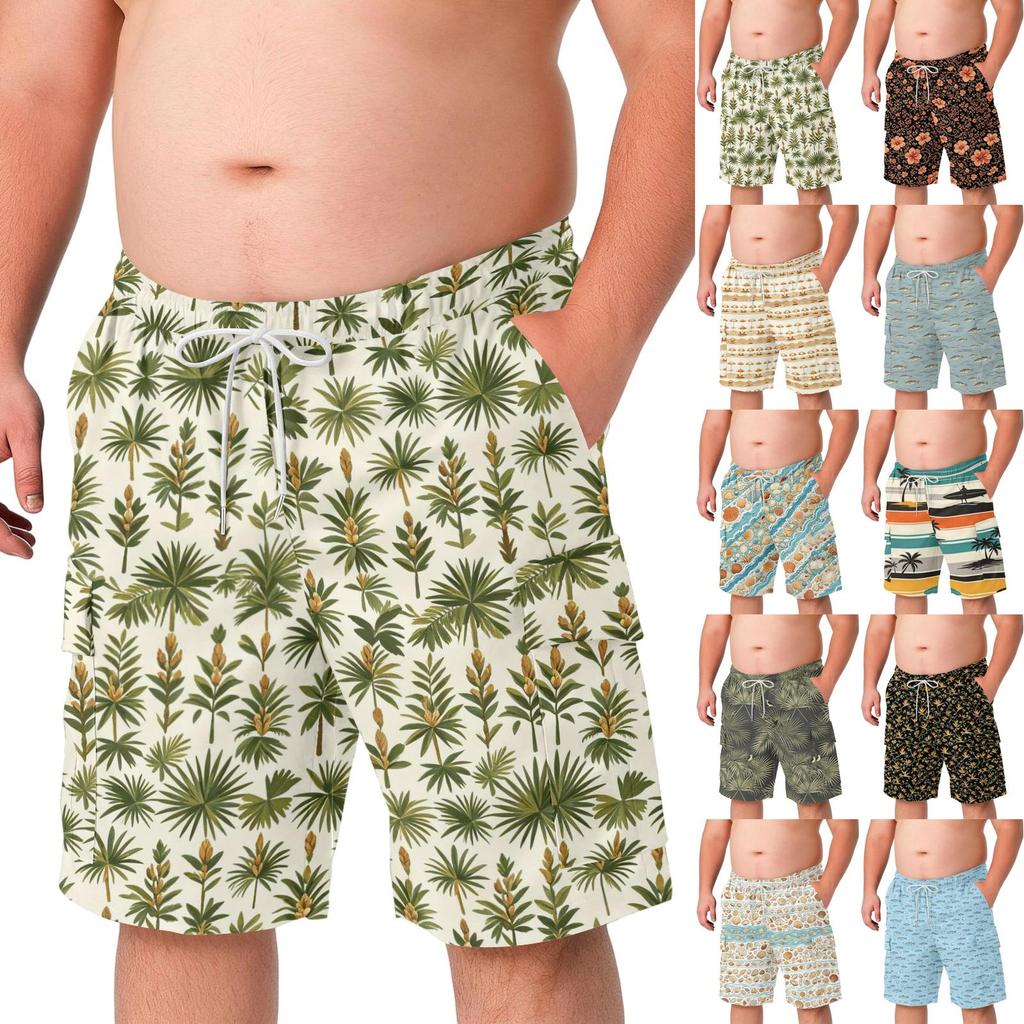 Men's Hawaiian Basic Cargo Shorts for Sizes - Summer Casual Wear