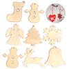 6-10pcs/lot Christmas Natural Wooden Pendants ChristmasTree Hanging Ornaments For Noel Tree Decorations DIY Painting Gifts