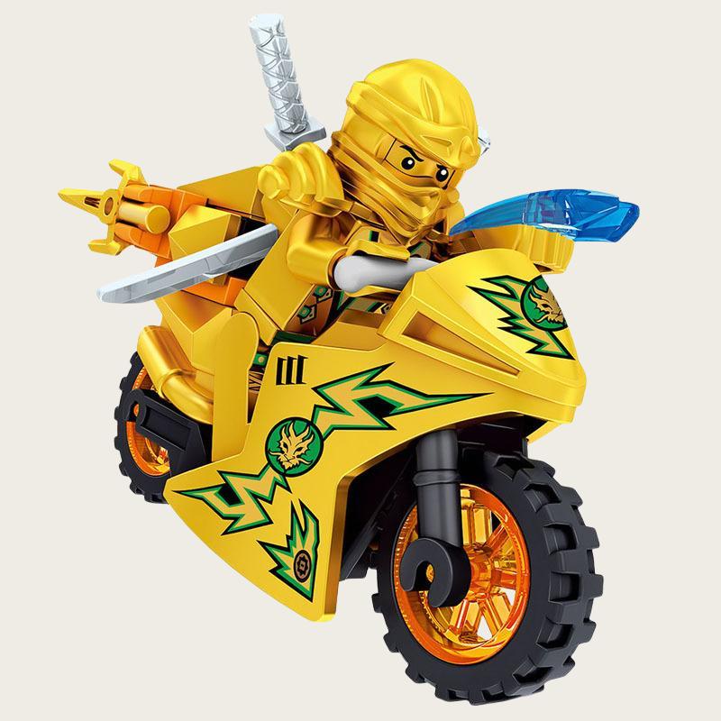 Movie Action Gold Mini Figures With Motorcycle Building Blocks Toys Bricks Model Boys Kids Christmas Gifts