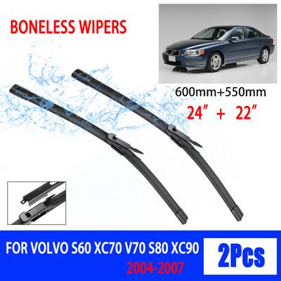 For Volvo S60 XC70 V70 S80 XC90 2004-2007 Car Wiper Dovetail Soft Rubber Wiper Windshield Windscreen HD Quiet Automotive Wiper
