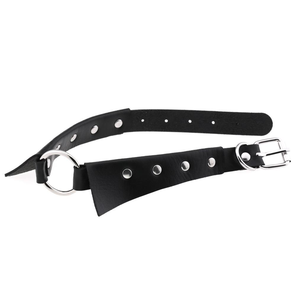 O-ring PU Leather Choker, Shirt Collar Style Punk Statement Clavicle Neck Chain