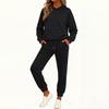 Women's Fashion Casual Solid Color Loose Hooded Sweatshirt Suit