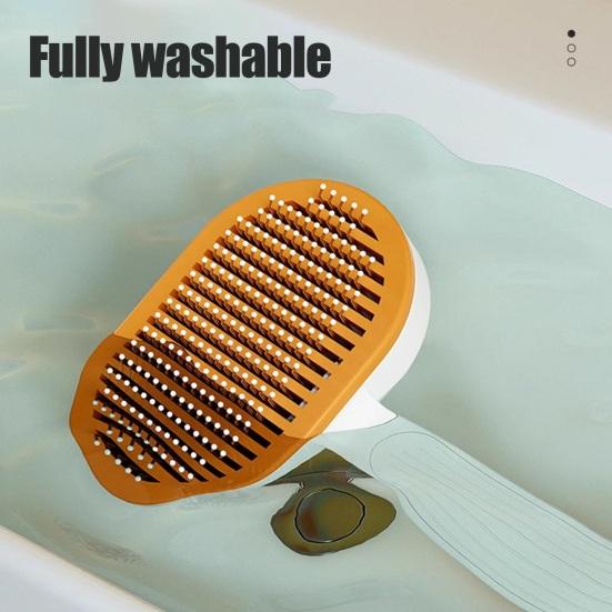 Pet Grooming Comb Self-Cleaning Dog Shedding Brush Angled Stainless Steel Teeth Massage Comb