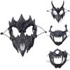 Stylish Black And White Tiger And Yaksha Masks For Role Playing And Holiday Celebrations