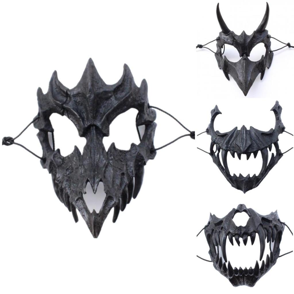 Stylish Black And White Tiger And Yaksha Masks For Role Playing And Holiday Celebrations
