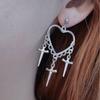 Goth Personality Sliver Color Stainless Steel Bowknot Cross Hollowed-out Awn Star Tassel Dangle Earrings for Women Punk Jewelry