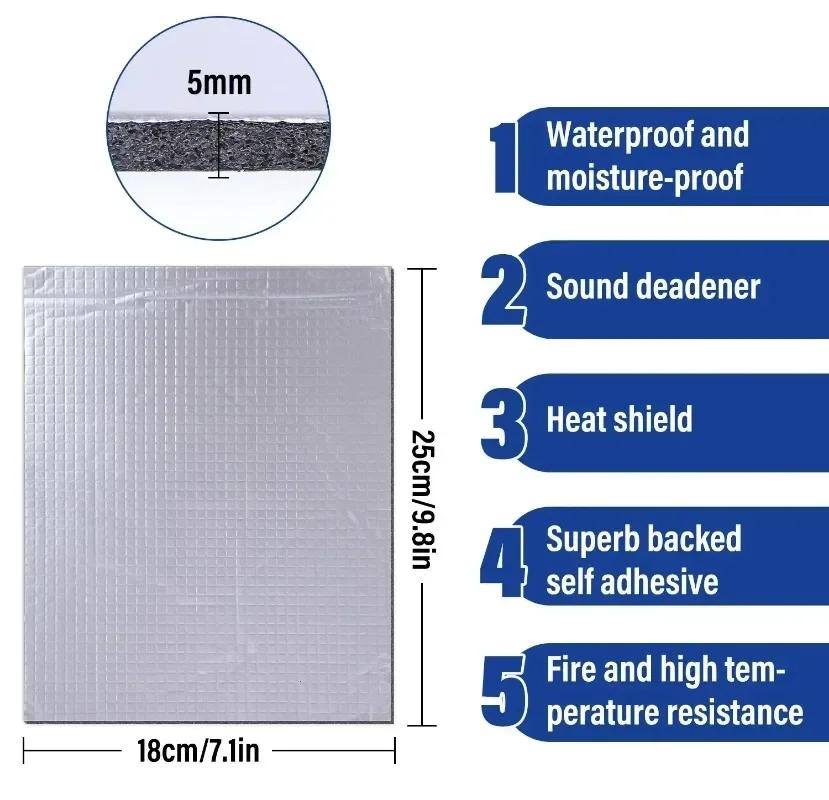 Insulation Thickness Car Sound Mat Proofing Deadener Heat Noise Deadening Mat Hood Closed Cell Foam Waterproof Fire