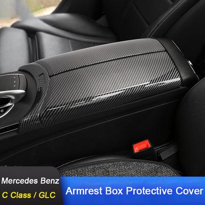 For Mercedes Benz C W205 E Class W213 GLC X253 2015-, Car Center Armrest Box Panel Trim Cover Shell Water Cup Holder Frame