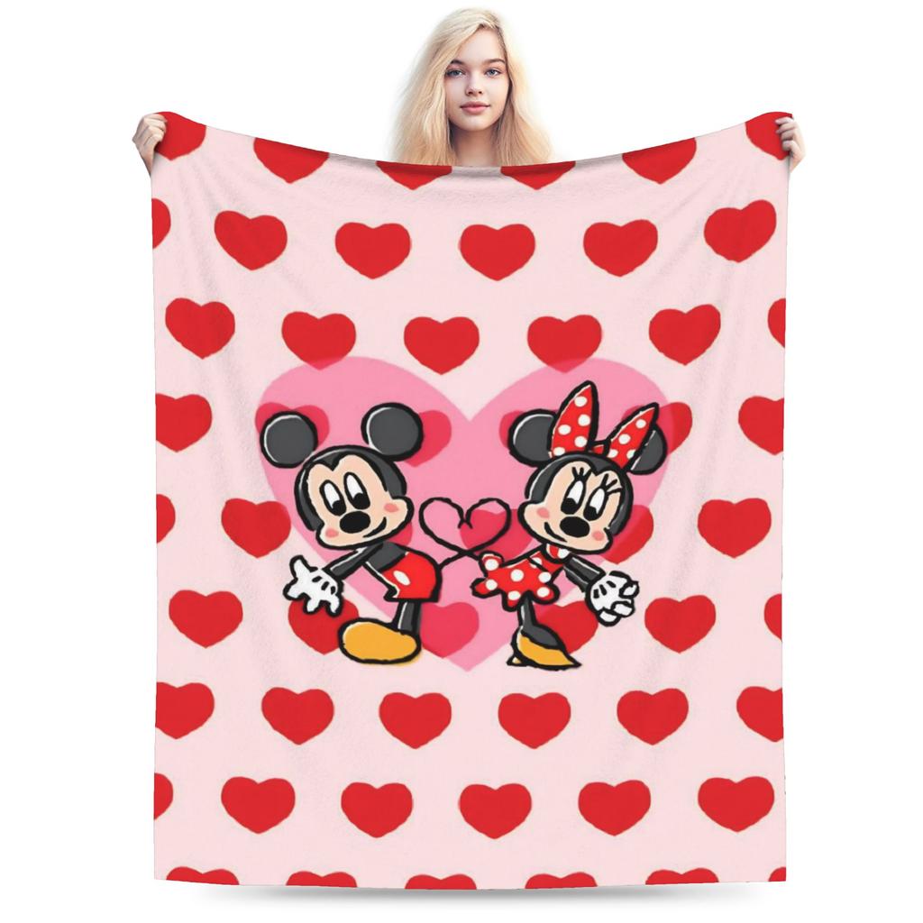 GUOYU Blanket Valentines Day Mickeys And Minnies Throw Blanket for Couch Cozy Plush Blanket Inches Multiple Sizes Bedspread for All Seasons