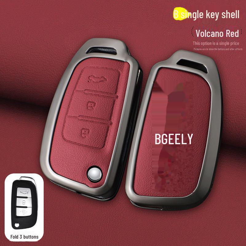 Geely Car Folding Key Cover for Vision X3, King Kong, Panda S1, and Vision X1 - Metal Shell for Men.