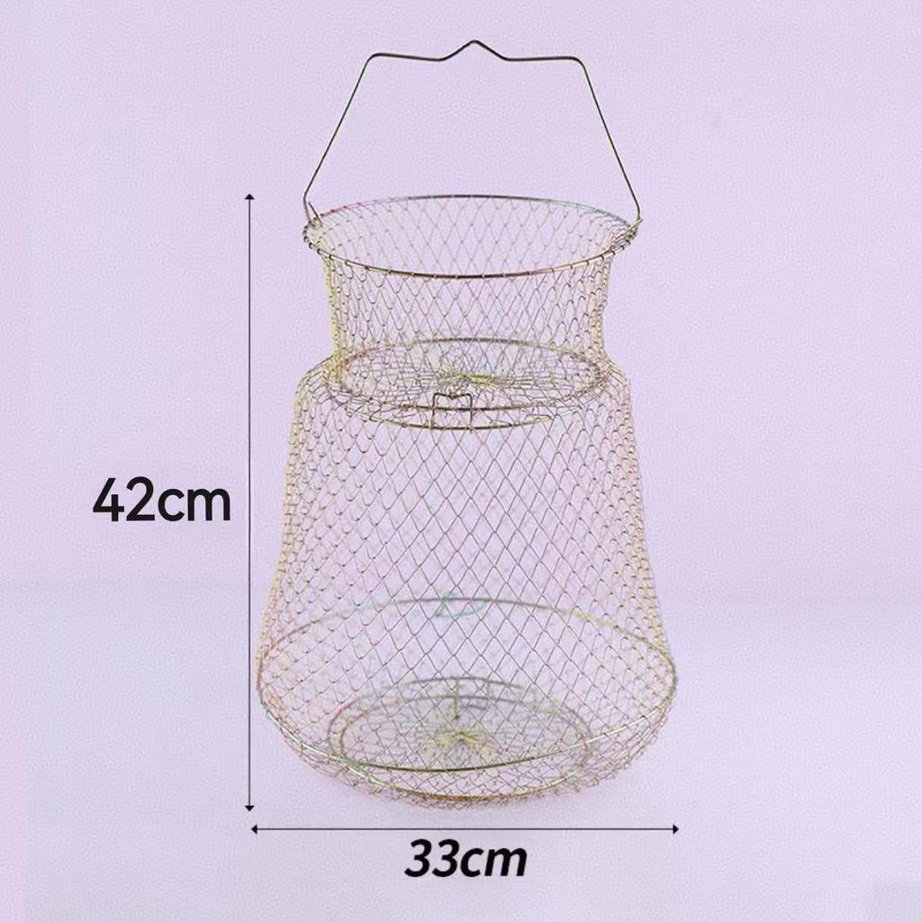 Collapsible Steel Wire Fish Trap & Basket Net for Fishing and Crabbing