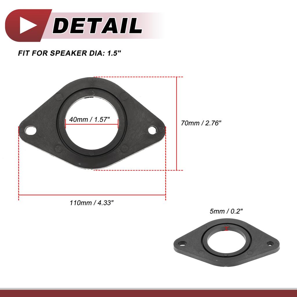 HEROFFIX Compatible with Toyota Tacoma Front Speaker Subwoofer Mount Compatible with Racquet Ring Black 2pcs Audio Coaxial Speaker Spacer Ring Tweeter