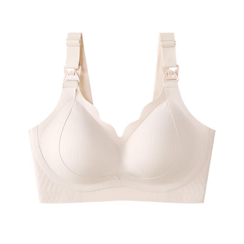Nursing underwear women's seamless thin style without steel ring soft support gathering anti-sagging comfortable pregnant women postpartum mother bra