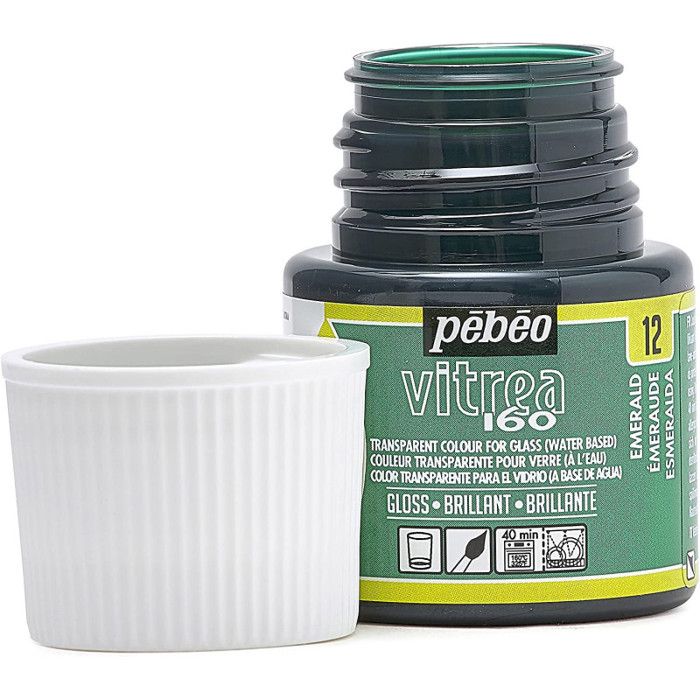 Peinture pour verre - Pébéo - Vitrea 160 - Emeraude N°12 - 45ml - Brillant