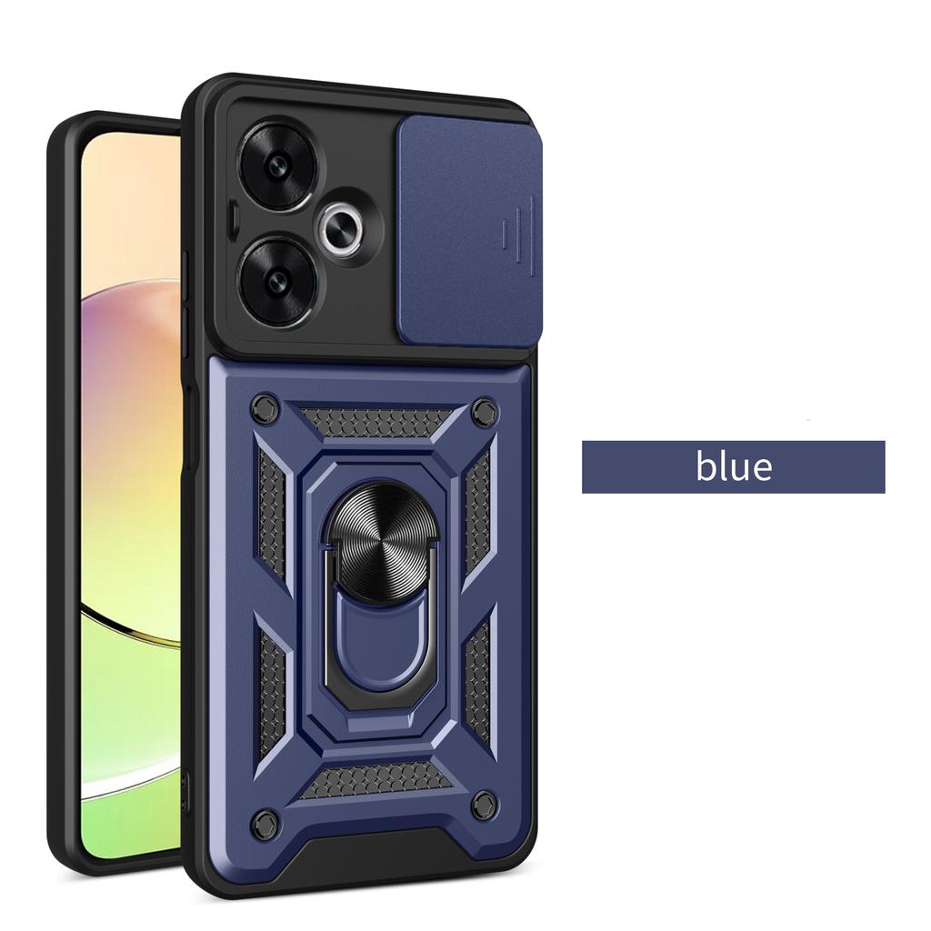 Slide Camera Case for Xiaomi Redmi 13C 12 5G 4G Car Magnetic Ring Holder Silicone Protection Phone Cover Redmi13C Redmi12 Coque