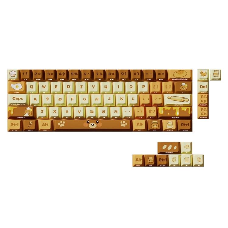 

PBT Dye Sublimations Keycaps 74Key Bread Bear Original Profile Side Engraved for Mechanical Keyboards Supporting Multiple Layouts 1