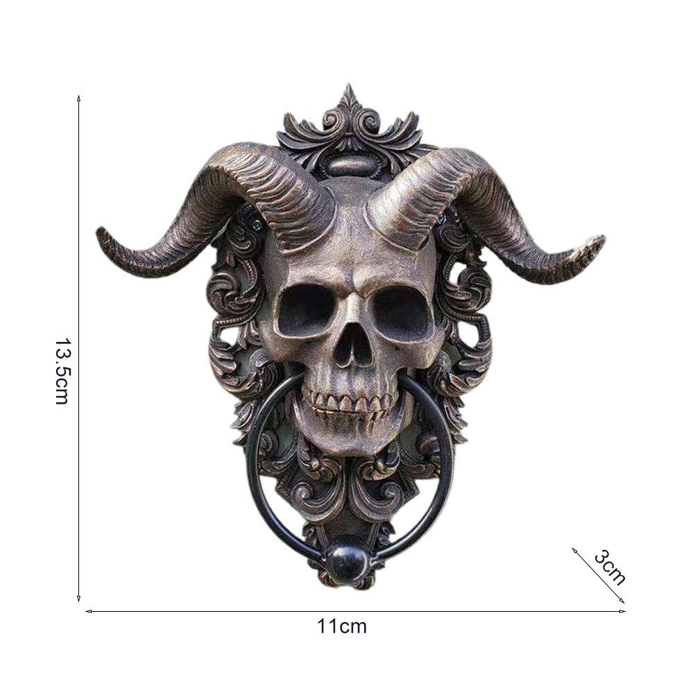 Gothic Horned God Skull Door Knocker Heavy Metal Wall Decor 13.5cm