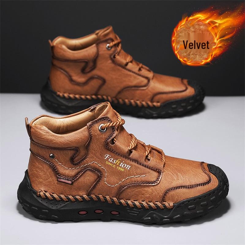 Martin Men's Winter Boots: Large Size, Anti-Cold, Plus Velvet, Warm Outdoor Sports and Casual Shoes