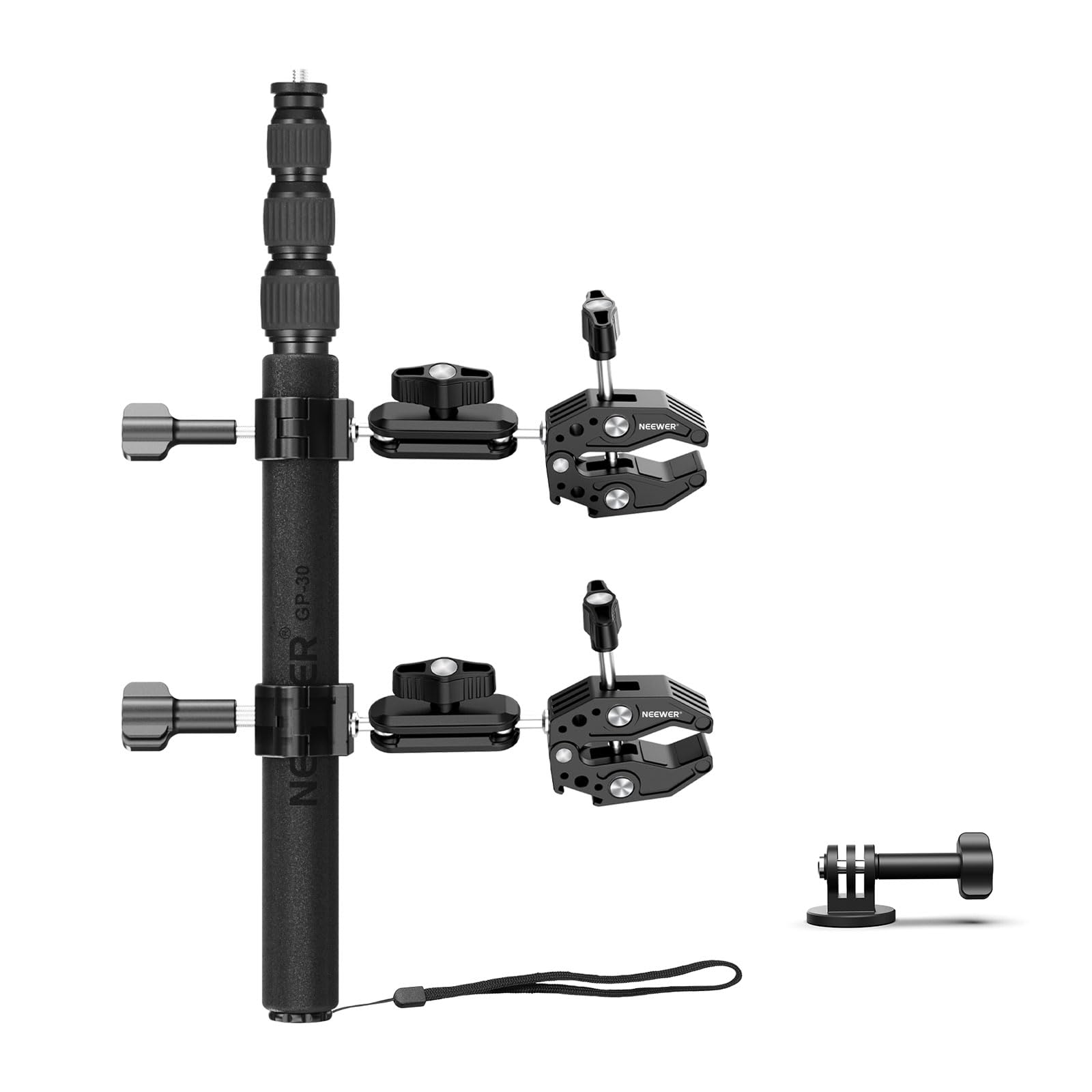 NEEWER Bike Camera Mount Kit Double Clamp Holder with Action Camera Adapter for X5 X4 X3 X2 Hero 13 12 11 10 OSMO Action 5 Pro 4 Pocket 3 2 Brave 7 8