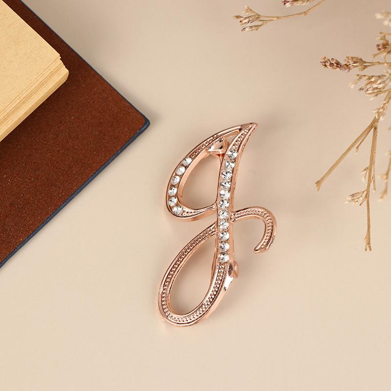 Women Luxury Letter Brooch Pins In Rose Gold Color   English Alphabet Pins Cute Jewelry Accessories Gift