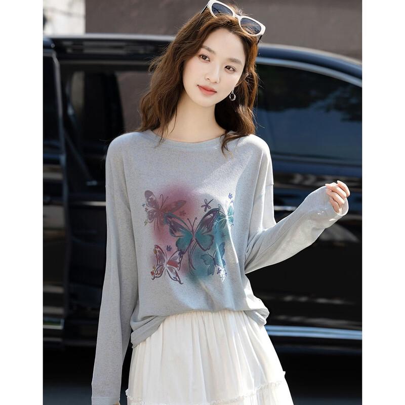 Butterfly Print Loose T-shirt S