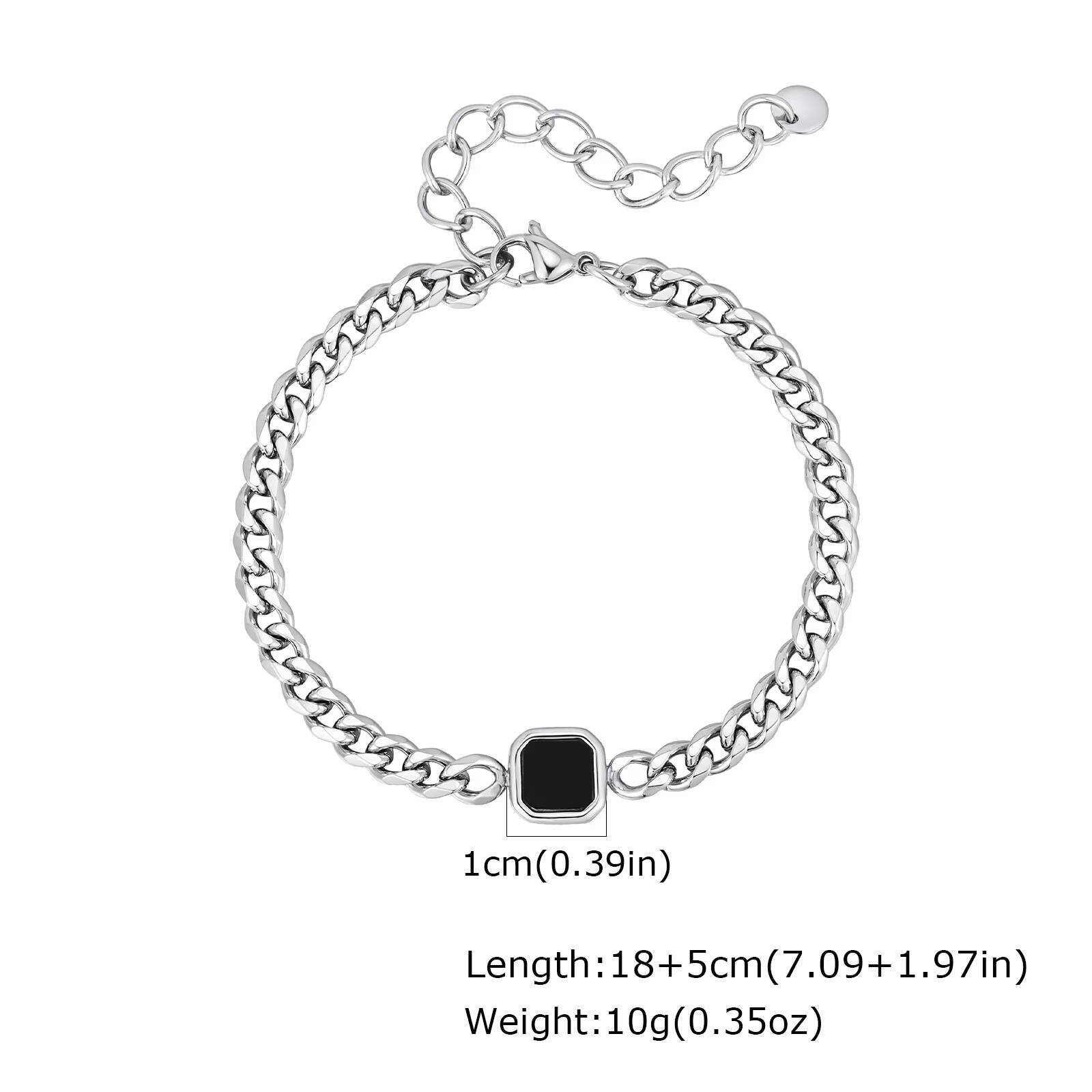 

Vnox 5mm Width Stainless Steel Acrylic Polished Link Chain Bracelets, Adjustable 18-23cm Men s Jewelry Gifts for Husband Son Him