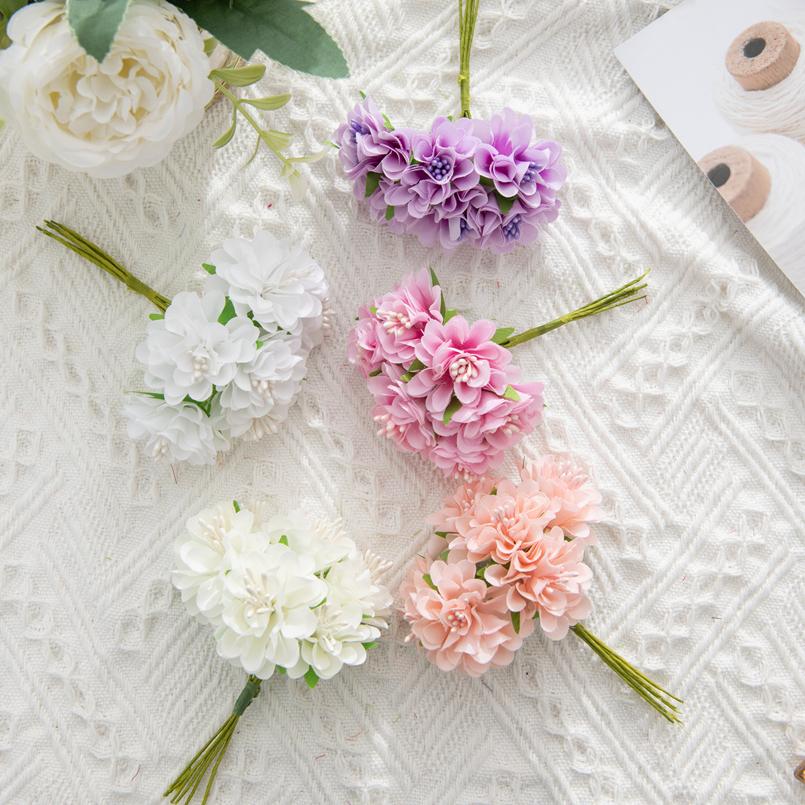 18PCS Artificial Flowers Bouquet Stamen Wedding Party Christmas Decorations Home Handmade Wreath Gift Scrapbook Craft Fake Plant