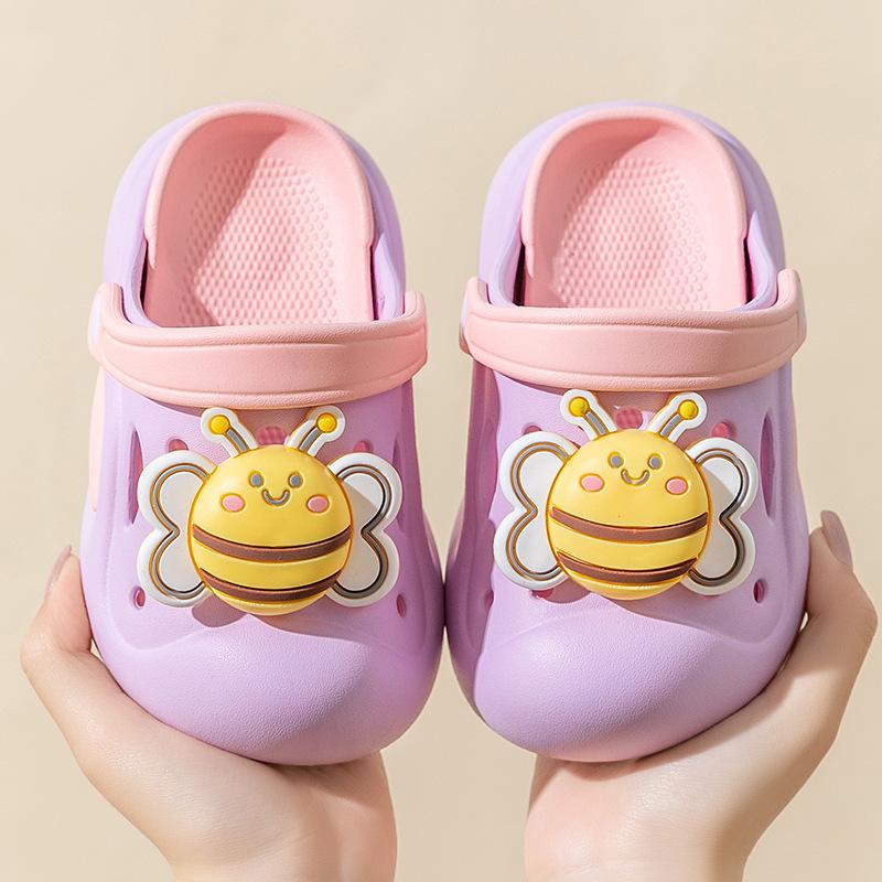 

Мультяшные детские тапочки нескользящие милые летние прохладные тапочки домашние двухцветные пчелиные садовые туфли на мягкой подошве домашние тапочки 28-29 [Inner Length 17cm]