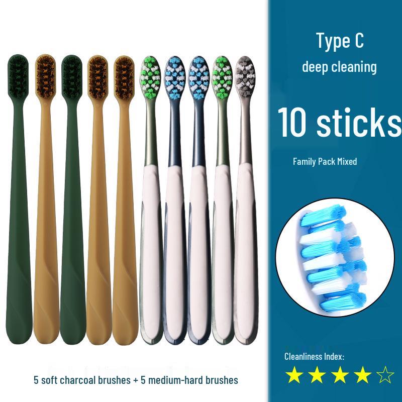 360° Medium-Hard Bristle Toothbrush for Effective Stain Removal - Spiral Filament, Soft Bristle, Adult Size