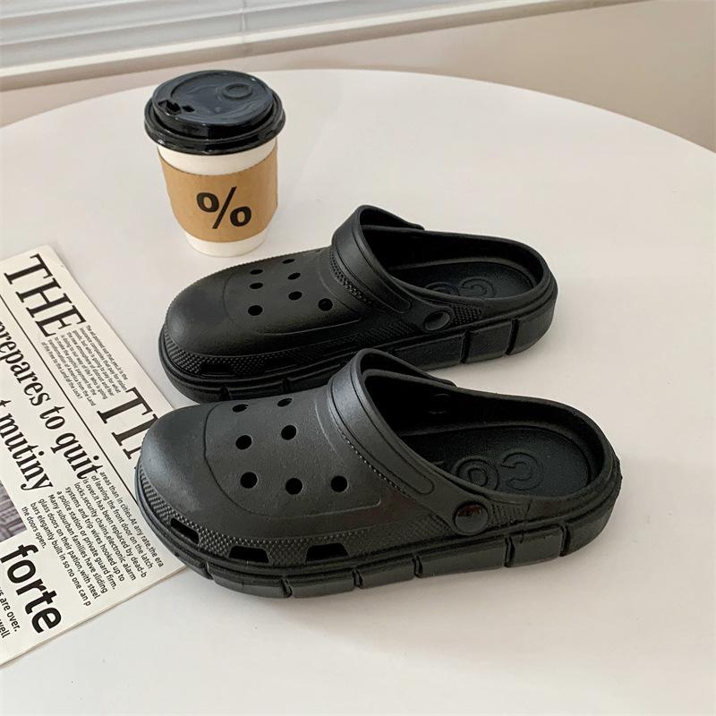

New thick-soled hole shoes for women s ins tide wear summer non-slip and versatile height-increasing muffin bag head beach cool slippers 40-41