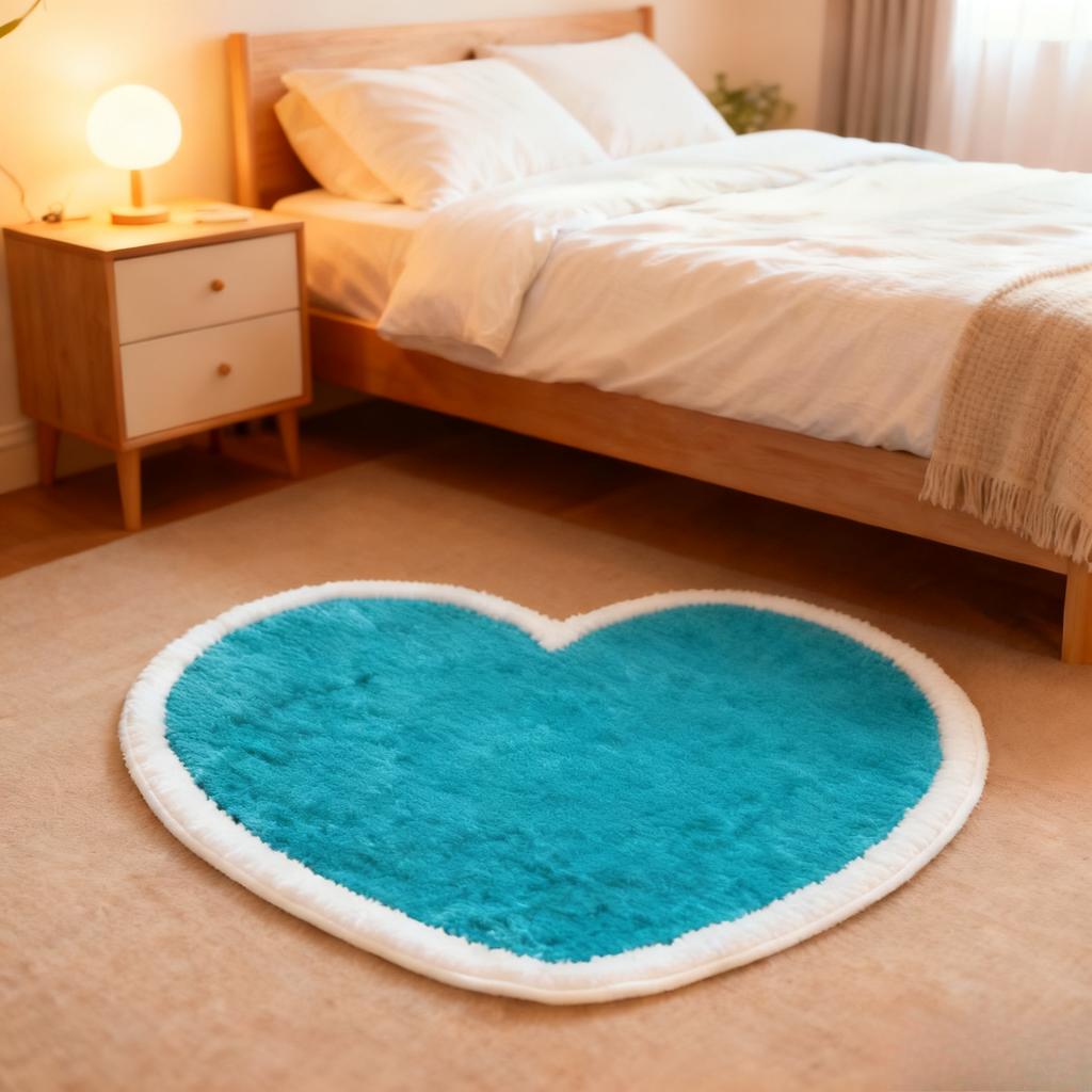 Dopamine Color Bedroom Decor Carpet Heart Shape Carpets for Living Room Thick Plush Bedside Floor Mat Fluffy Soft Cloakroom Rug