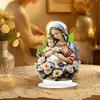 Church Decor Accessories Virgin And Angel Ornament, 2D Acrylic Religious Ornament with Table Base, Catholic Centerpiece, Christian Gift for