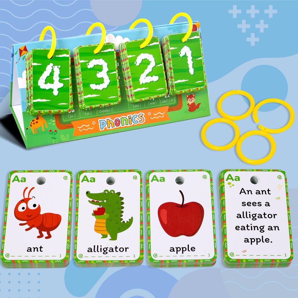 Children Table Model Visual Word Education Card 104PCS Natural Phonics Word Connected Sentences Letter Cognitive Educational Toy