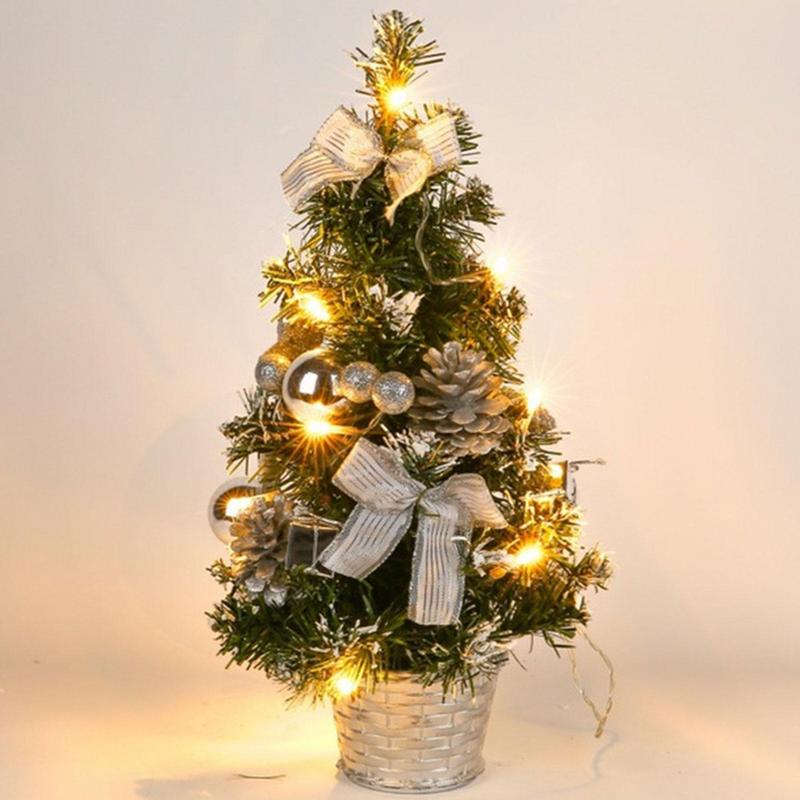 40cm Artificial Christmas Tree Table Ornament with LED Light Balls Christmas Decoration for Home New Year Gift Mini