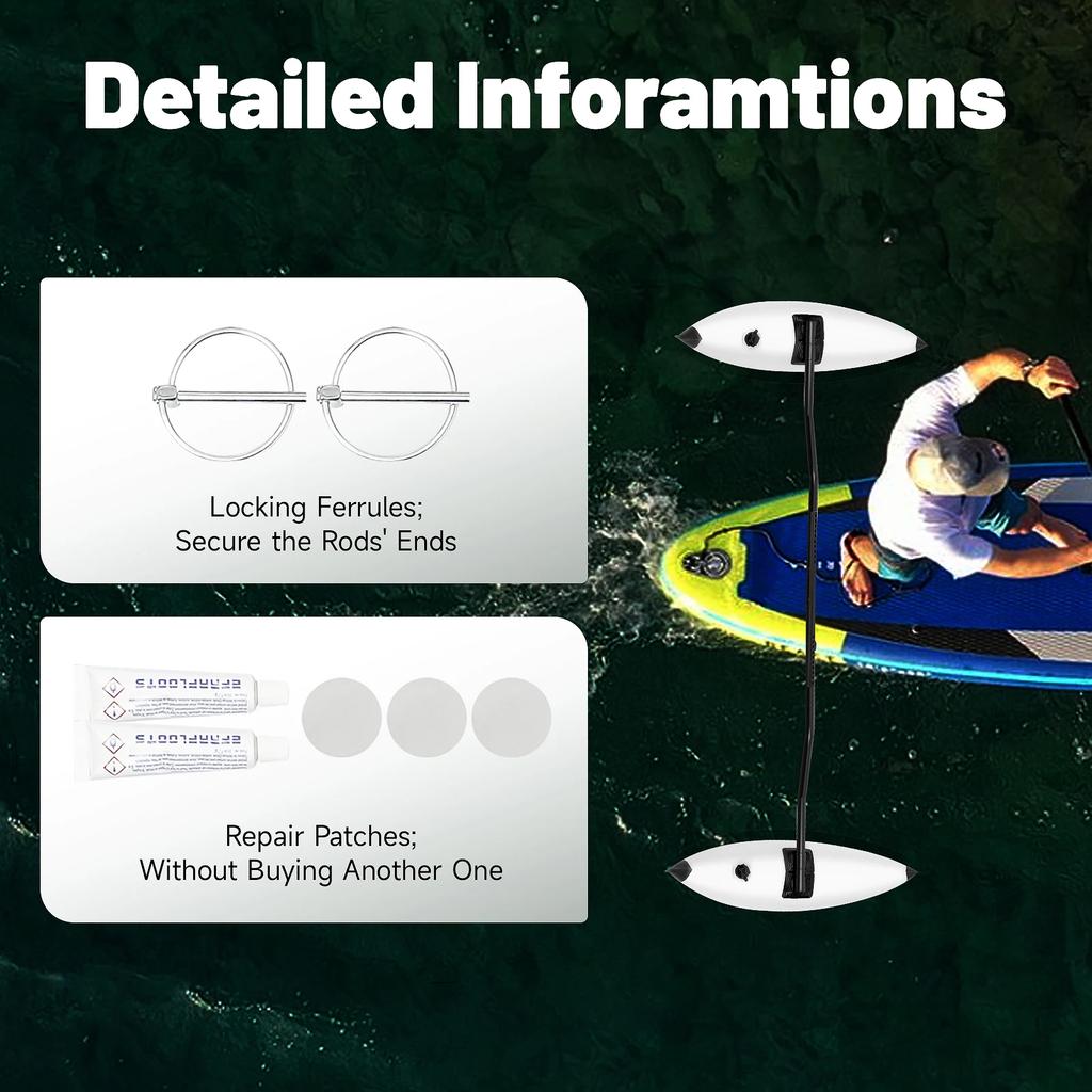 Kayak Stabilizers, 2PCS Kayak Outrigger PVC Kayak & Canoe Stabilizer System with Pair of Sidekick Rods for Canoes, Boats