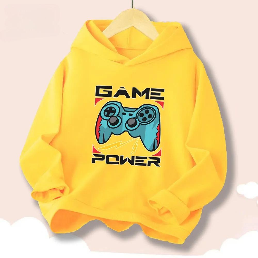 Game Pad Printed Pattern Children's Spring and Autumn Hooded Sweatshirt Outdoor Casual Fashion Warm Sweatshirt