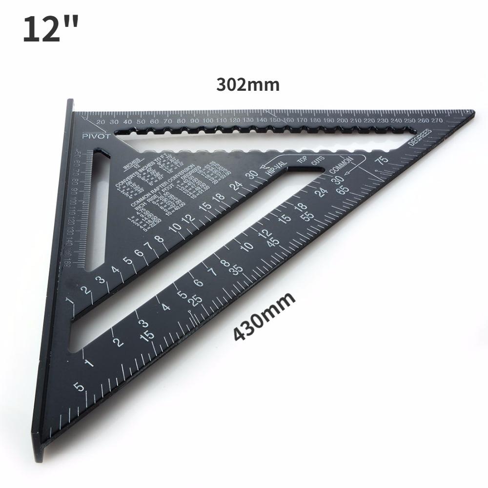 7'' /12" Aluminum Alloy Triangle Ruler Gauges Speed Protractor Miter Carpenter Line Scriber Saw Guide Percision Measurement Tool