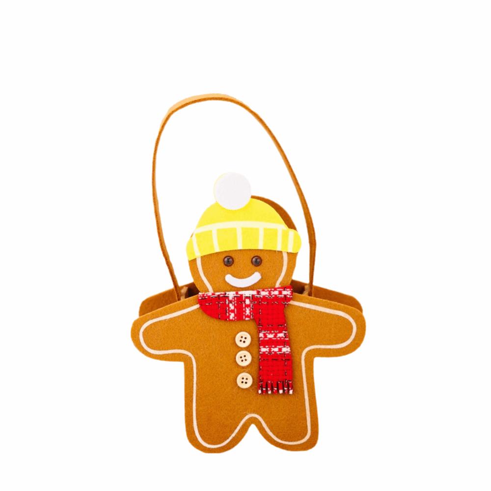 Cute Gingerbread Man Christmas Gingerbread Tote Bag Candy Pattern Chocolate Cookies Design Christmas Gift Bag Christmas Theme
